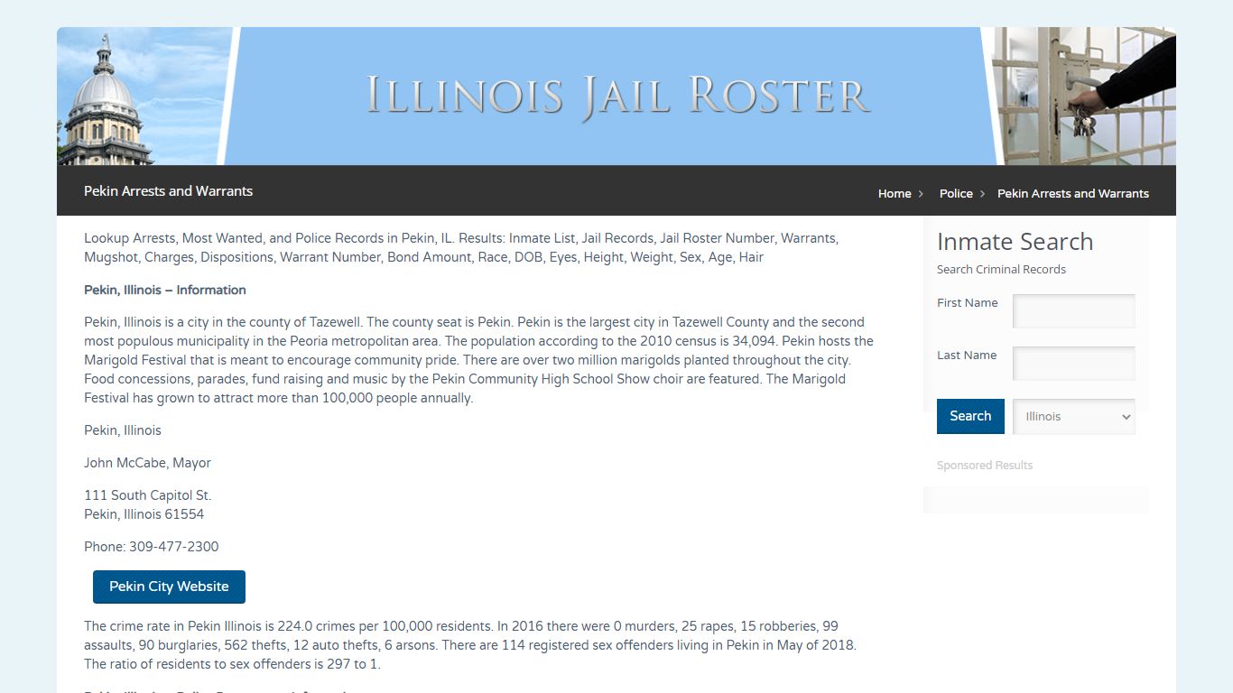 Pekin Arrests and Warrants | Jail Roster Search